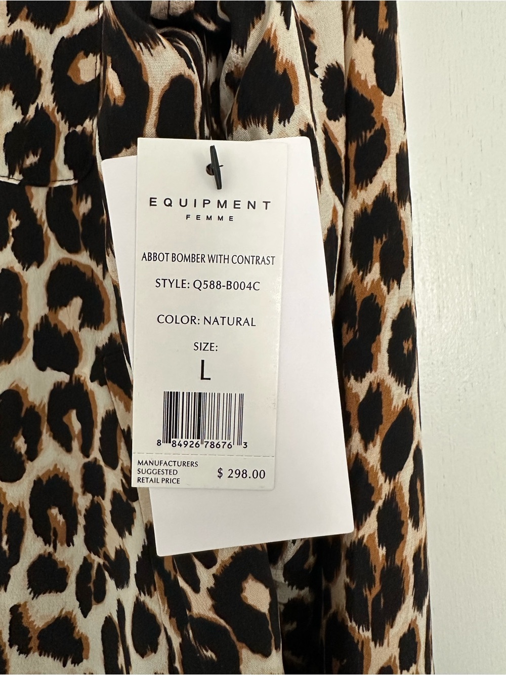 NWT Equipment Leopard Print Abbott Bomber Jacket - 100% Silk - Picture 5 of 6